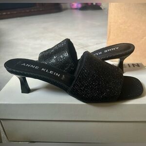 Anne Klein Black Crystal Layda Heels 6.5